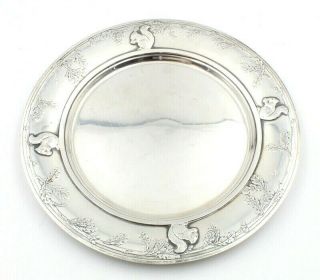 Antique Tiffany & Co.  Sterling Silver Squirrel Pattern Childrens Plate Nr 5708