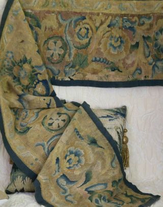 Large Antique French Aubusson Tapestry Valence Pelmet