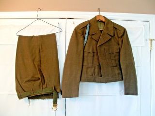 Vtg 1951 Us Army Uniform Ike Jacket Pants Belt Brass Buckle Korean War Military