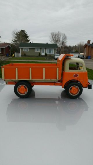 Vintage German Gama Mechanik Dump Truck Tin Toy 13 3/4 " Inch Lengh.