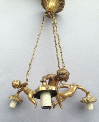 Heavy Antique French Ceiling Lamp Mid - 1900 