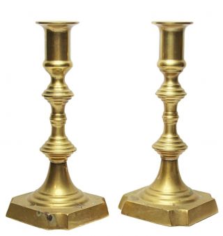 Matching 1830s - 1850s Brass Candlesticks
