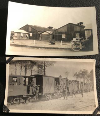 Pair Photos Wwi Railway Scene Barracks In France