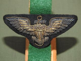 Us Navy Usmc Marine Ww2 Bullion Pilot Wings Exc Antique Vtg Flight Badge Patch