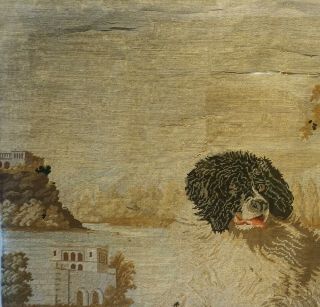 LARGE MID/LATE 19TH CENTURY NEEDLEPOINT OF A SPANIEL IN A RURAL SETTING - c.  1860 5