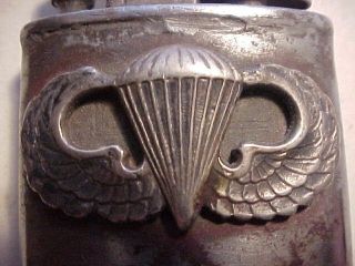 & VG WWII Era Ronson Airborne Cigarette Lighter w/ Applied Jump Wings 3