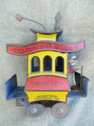 Vintage 1922 Germany Toonerville Trolley Tin Wind - Up Toy