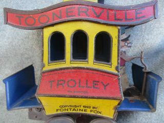 VINTAGE 1922 GERMANY TOONERVILLE TROLLEY TIN WIND - UP TOY 5