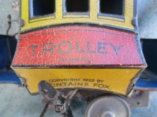 VINTAGE 1922 GERMANY TOONERVILLE TROLLEY TIN WIND - UP TOY 8