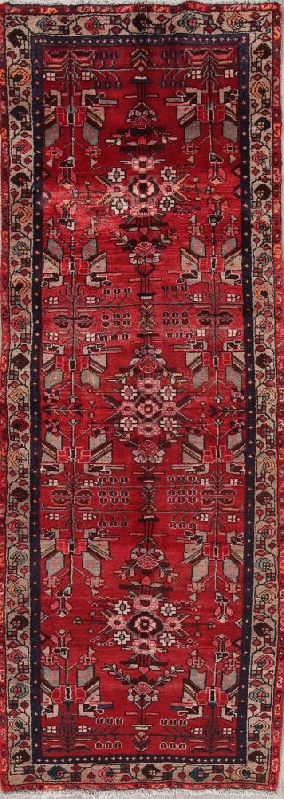 One - Of - A - Kind 10 Ft Red Runner Hamedan Persian Oriental Wool Rug 9 