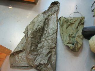 Us Army Vietnam War 1966 Rubber Poncho & 1967 Waterproof Clothing Bag