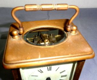 Vintage Solid Brass French Made Carriage Clock With Beveled Glass 3