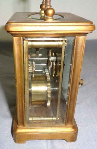 Vintage Solid Brass French Made Carriage Clock With Beveled Glass 5