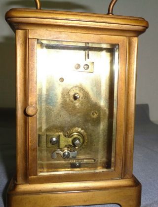 Vintage Solid Brass French Made Carriage Clock With Beveled Glass 6