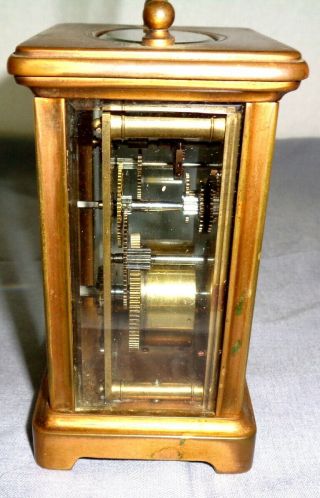 Vintage Solid Brass French Made Carriage Clock With Beveled Glass 7