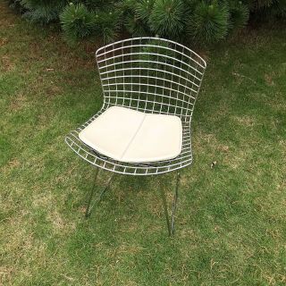 Harry Bertoia Side Chair For Knoll,  Chrome With White Seat Pad,  Vgc