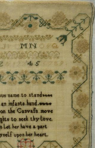 MID 19TH CENTURY MOTIF & VERSE SAMPLER BY SARAH HOLMES AGED 14 - c.  1840 5