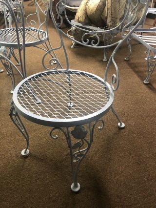 VINTAGE WOODARD CHANTILLY ROSE GLASS TOP PATIO TABLE & 4 CHAIRS FANTASTIC COND 11