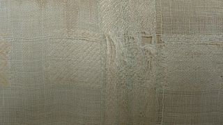 Mary Scrivener ' s 1795 English silk on linen Darning sampler w center cartouche 10