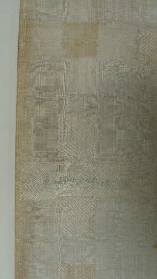 Mary Scrivener ' s 1795 English silk on linen Darning sampler w center cartouche 4