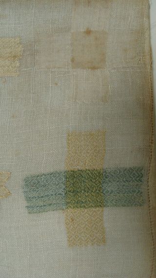 Mary Scrivener ' s 1795 English silk on linen Darning sampler w center cartouche 6