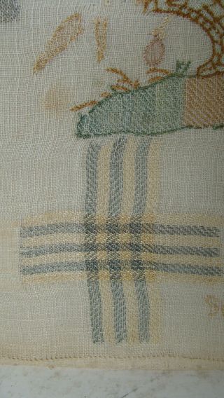 Mary Scrivener ' s 1795 English silk on linen Darning sampler w center cartouche 8