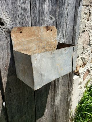 Vintage Galvanized Metal Hanging Planter Box Part Bin Kitchen Rustic Decor