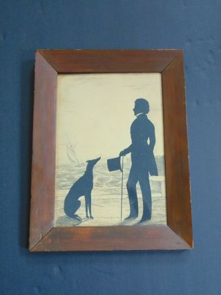 c.  1839 ANTIQUE SILHOUETTE of a GENTLEMAN AND HIS DOG by AUGUSTE EDOUART 2