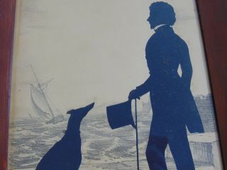 c.  1839 ANTIQUE SILHOUETTE of a GENTLEMAN AND HIS DOG by AUGUSTE EDOUART 3
