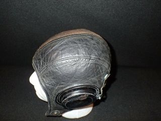 WWII USN Navy Gunner Blast Talker Leather Helmet ' U.  S.  N.  ' Marked Medium 5