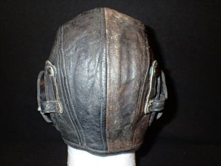 WWII USN Navy Gunner Blast Talker Leather Helmet ' U.  S.  N.  ' Marked Medium 7