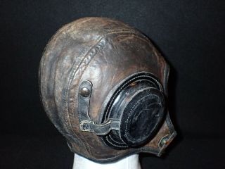 WWII USN Navy Gunner Blast Talker Leather Helmet ' U.  S.  N.  ' Marked Medium 8