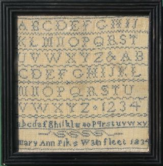 Antique Needlework Sampler By Mary Ann Pike Wainfleet Lincolnshire 1834