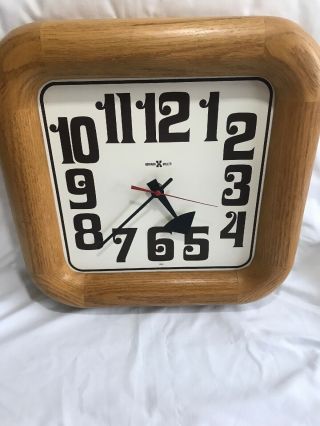 Mid Century Modern George Nelson Howard Miller Square Wooden Wall Clock 1960s