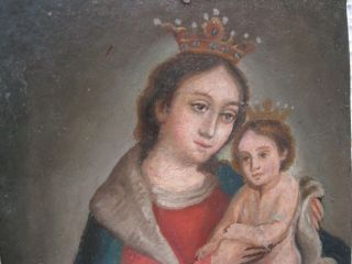 VINTAGE RETABLO ON COPPER WITH THE IMAGE OF LADY OF REFUGE GREAT PIECE 3