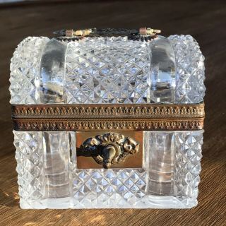 19th Century Antique Baccarat French Crystal Sugar Casket/ Jewelry Box.
