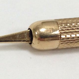 Antiques Vintage British Hallmark 9ct S.  J.  R.  375 Yellow Gold Twist Toothpick 3