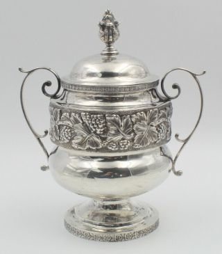 Antique Repousse Baltimore Sterling Silver Sugar Urn By Nicolet 1830 Nr 5625