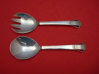 Parallel By Georg Jensen Sterling Silver Salad Serving Set W/wings 2pc Fh As 8 "