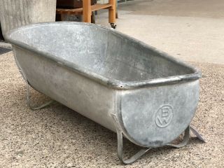 Antique Galvanized Steel Tin Metal Country Farm Baby Bathtub Salesman Sample