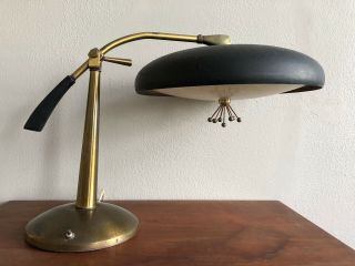Rare Desk Lamp Mid Century Modern Black,  Brass Light Estate