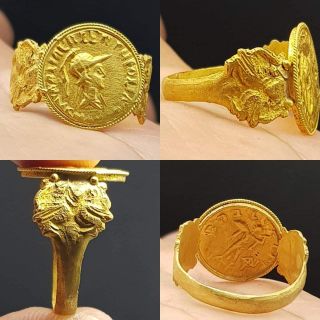 Wonderful Roman 22k Karat Gold Coin Stunning Rare Ring 17