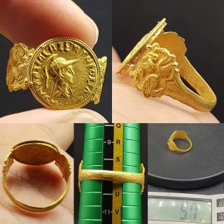 Wonderful Roman 22k karat Gold Coin Stunning Rare Ring 17 2