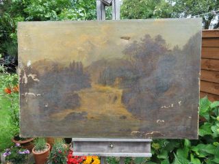 really old PAINTING LARGE oil on canvas signed 1879 9