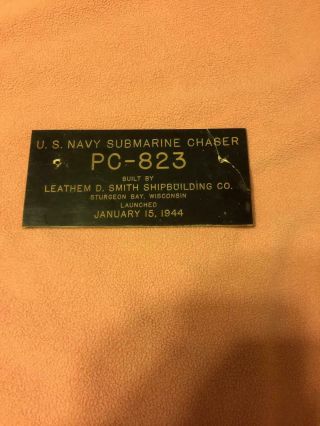 U.  S.  A.  Navy Submarine Chaser,  Lumching Sign Plaque Jan.  15,  1944