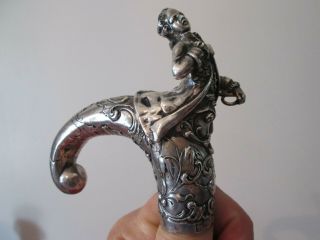 Rare 18th Or 19th C - Silver Cane Handle W/ Full Figure Of Composer - Mozart ??
