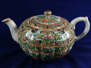 Antique Chinese Export Famille Rose Teapot Late 19th Century