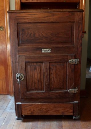 Niagara Ice Box Wood Oak Refrigerator - Local Pick - Up In Ny Area Kitchen Retro
