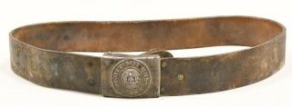 Authentic Antique German WWI Gott Mit Uns Army Military Buckle Leather Belt 1914 7