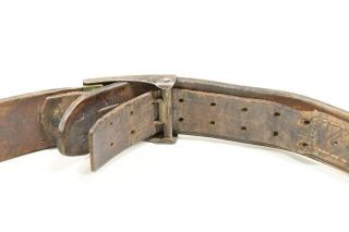 Authentic Antique German WWI Gott Mit Uns Army Military Buckle Leather Belt 1914 9